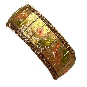 Vintage Cathe Floral Mesh Gold Tone Bracelet